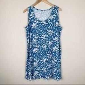 Draper James Blue White Floral Tank Dress L/XL Sleeveless Summer Casual Lounge